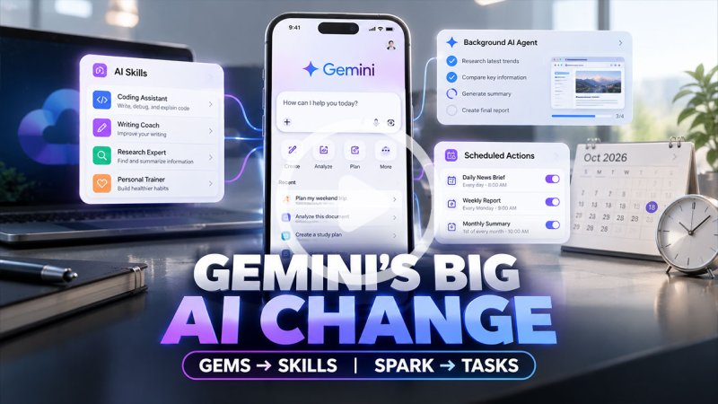 Google Renames Gemini Gems to Skills, Spark Becomes Tasks